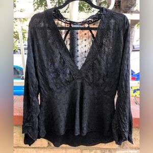 Women’s size S black eyelet lace Johnny Was shirt